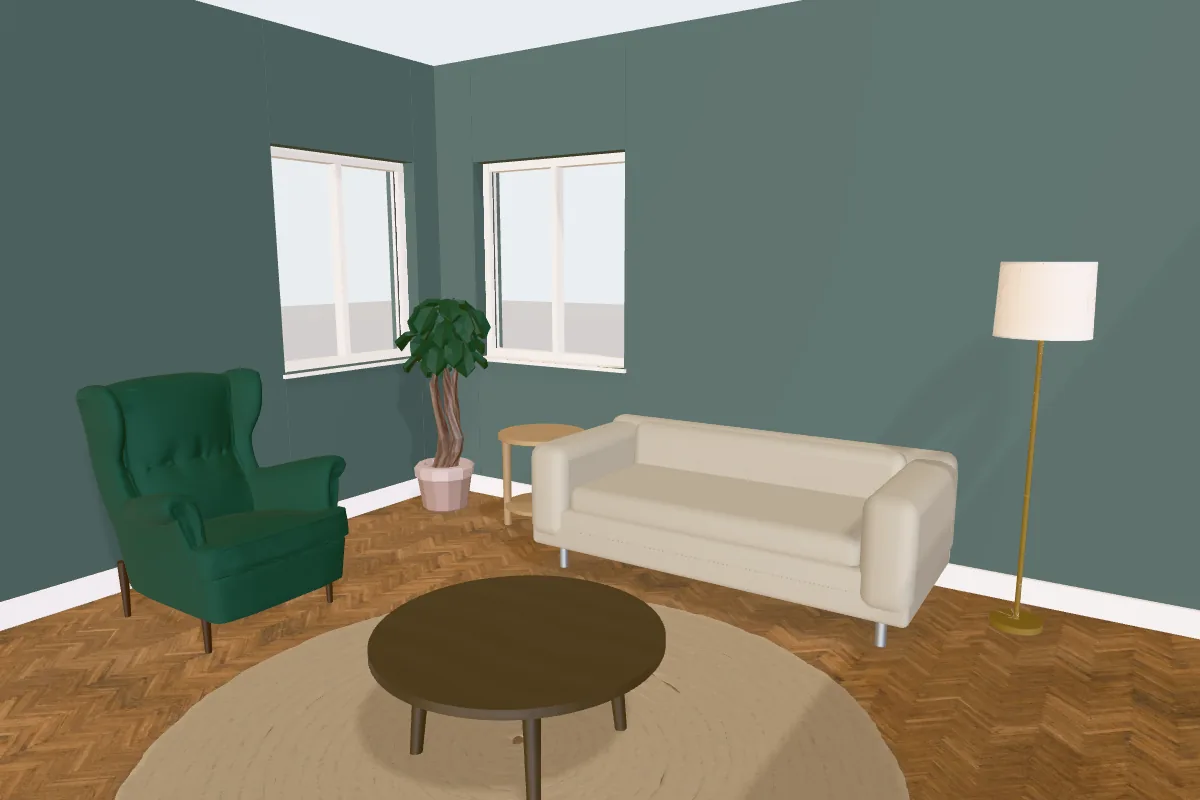 Living room with walls painted Behr Hidden Gem