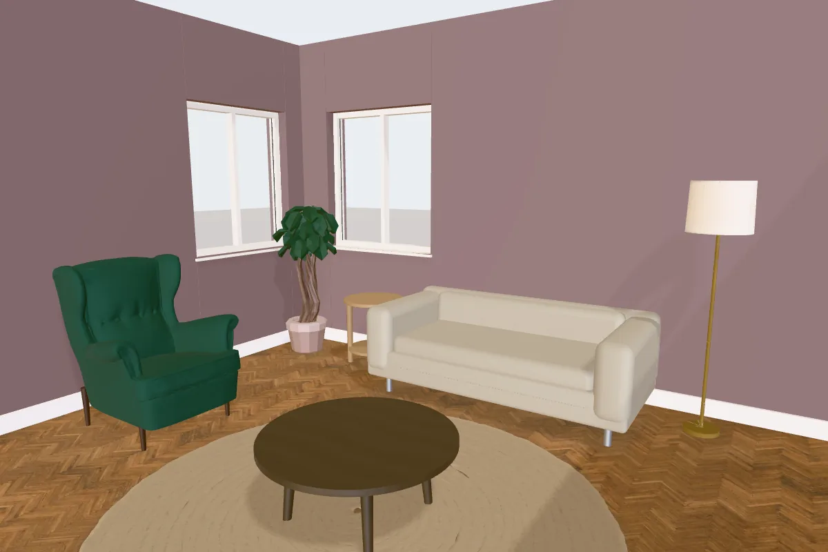 Living room with walls painted Benjamin Moore Cinnamon Slate
