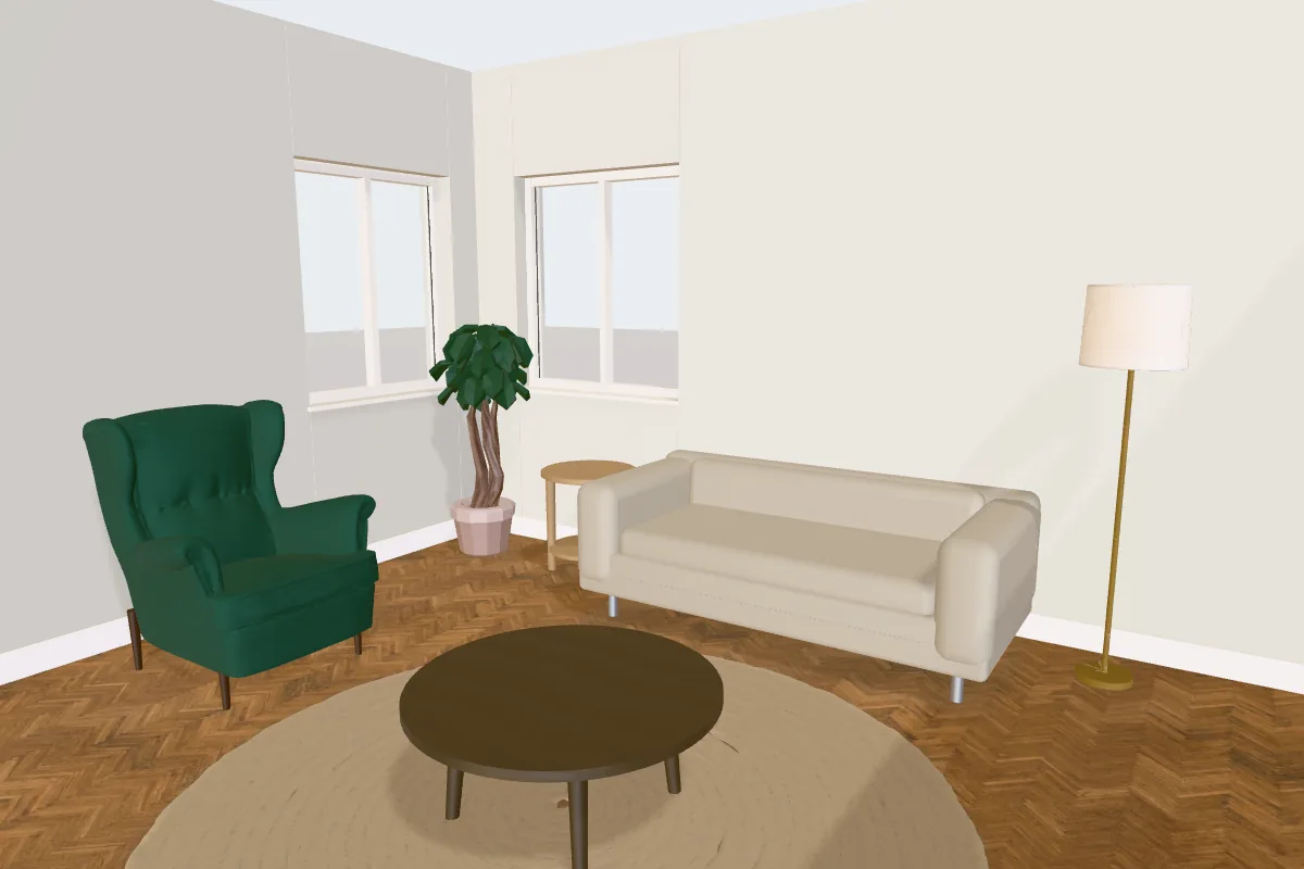 Living room with walls painted Benjamin Moore Gray Owl