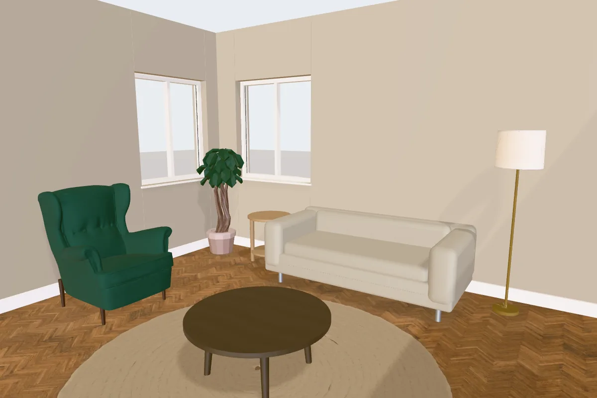 Living room with walls painted Benjamin Moore Pashmina