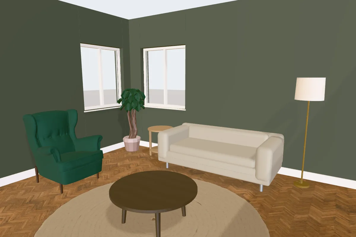 Living room with walls painted Benjamin Moore Vintage Vogue