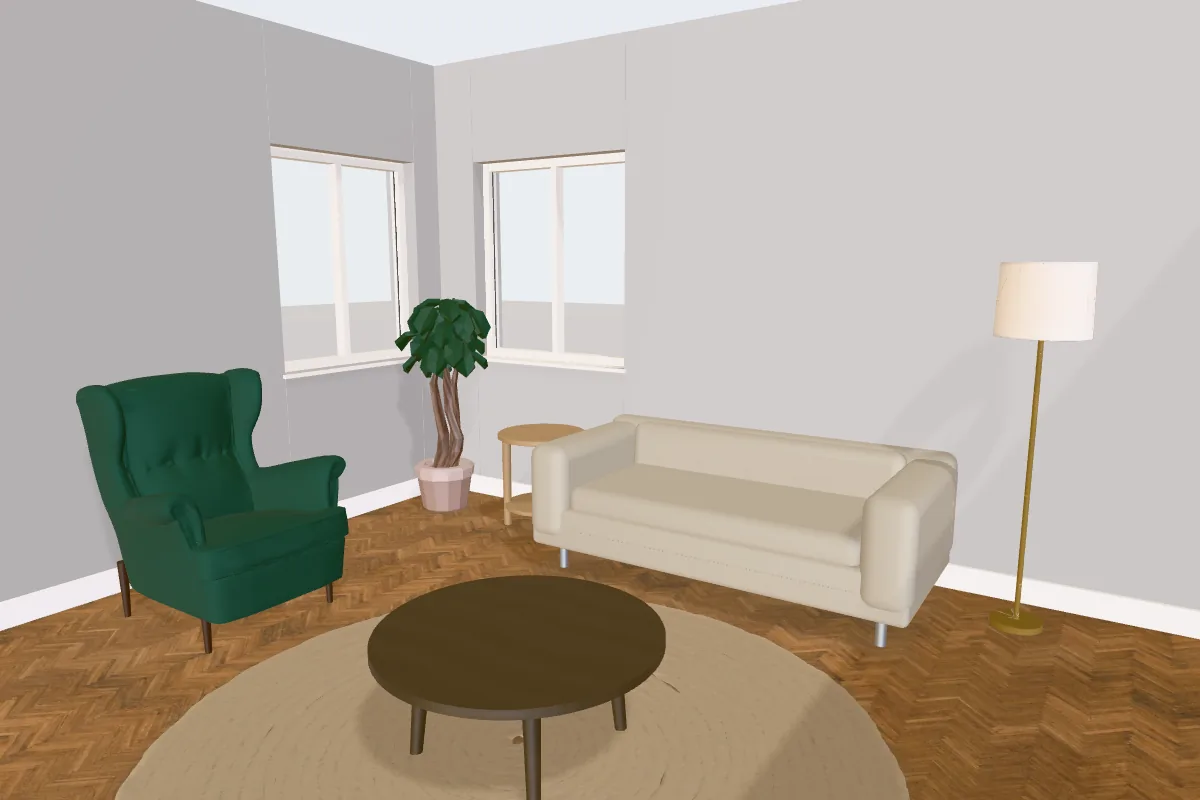 Living room with walls painted Dulux Chic Shadow