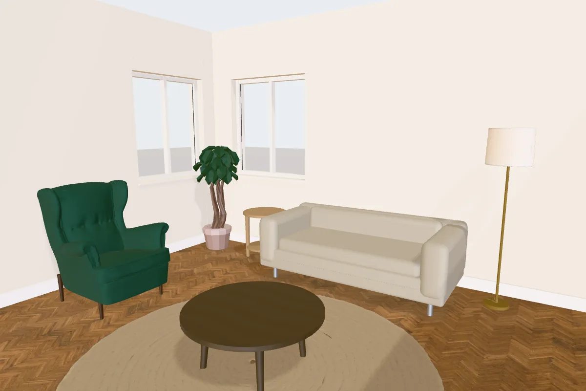 Living room with walls painted Dulux Jasmine White