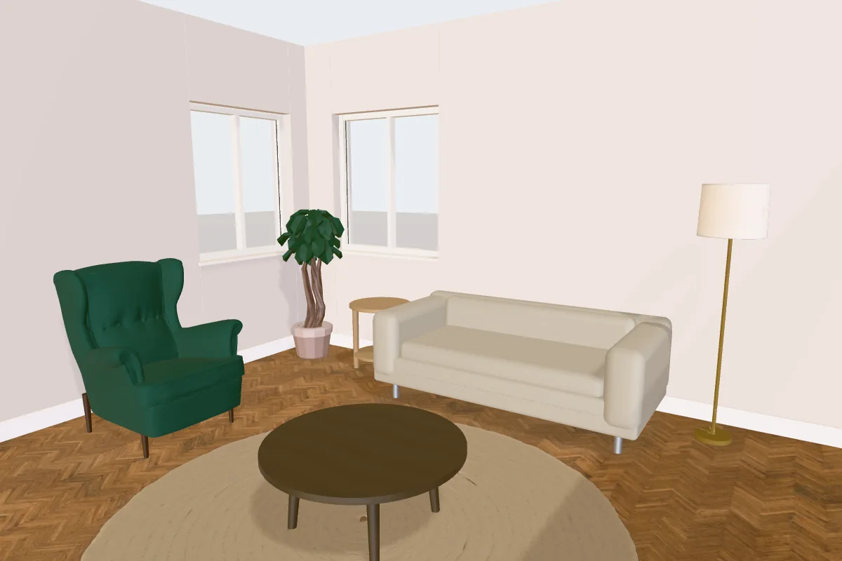 Living room with walls painted Dulux Just Walnut