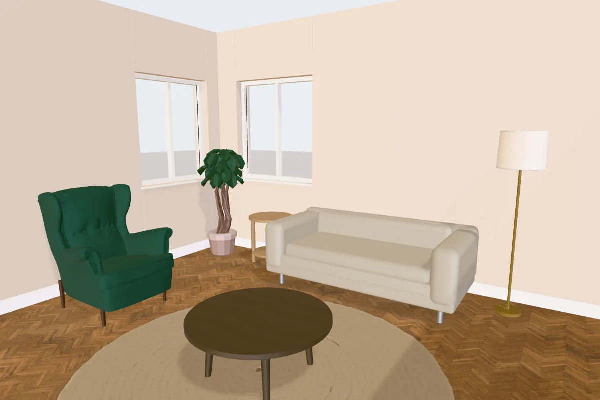 Living room with walls painted Dulux Natural Hessian