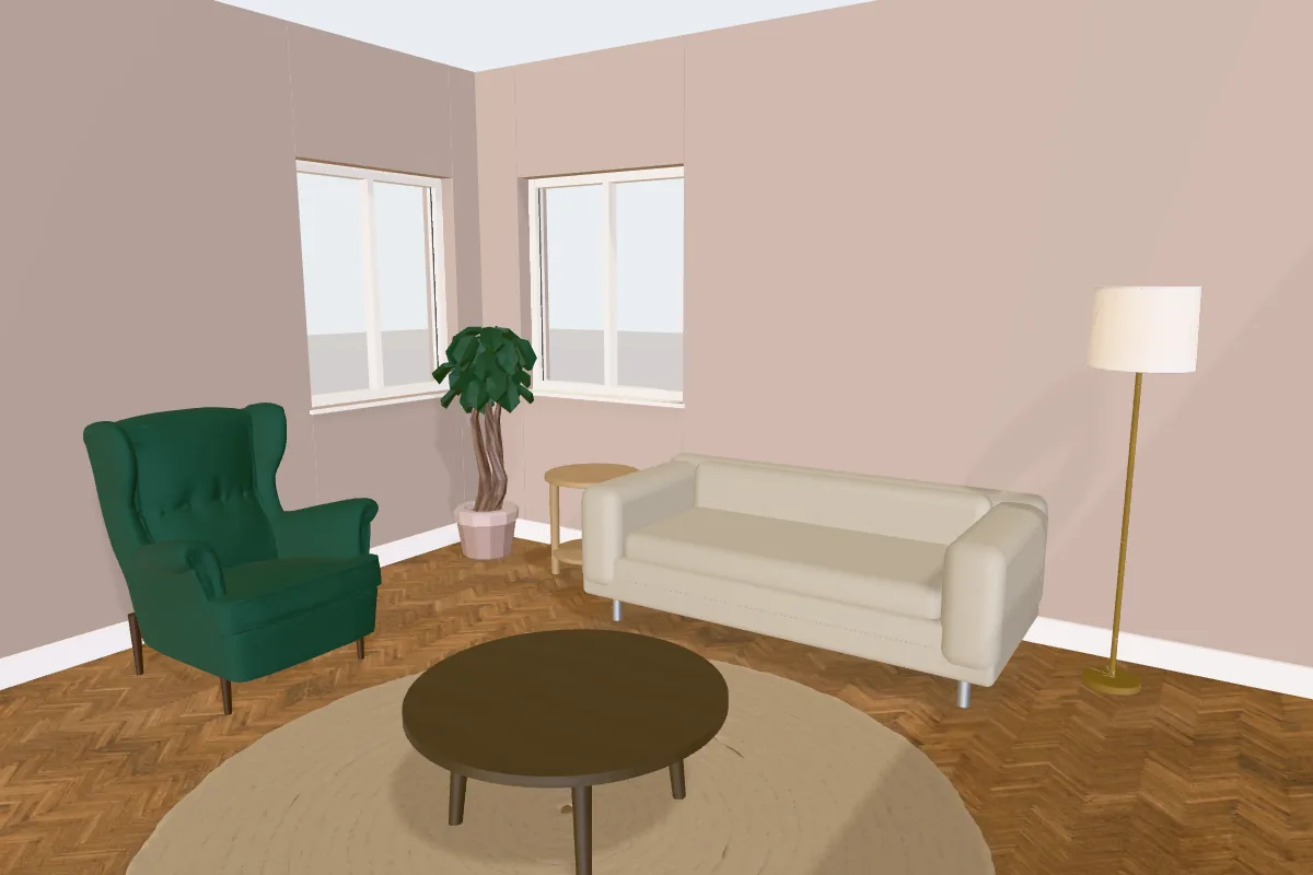Living room with walls painted Dulux Soft Truffle