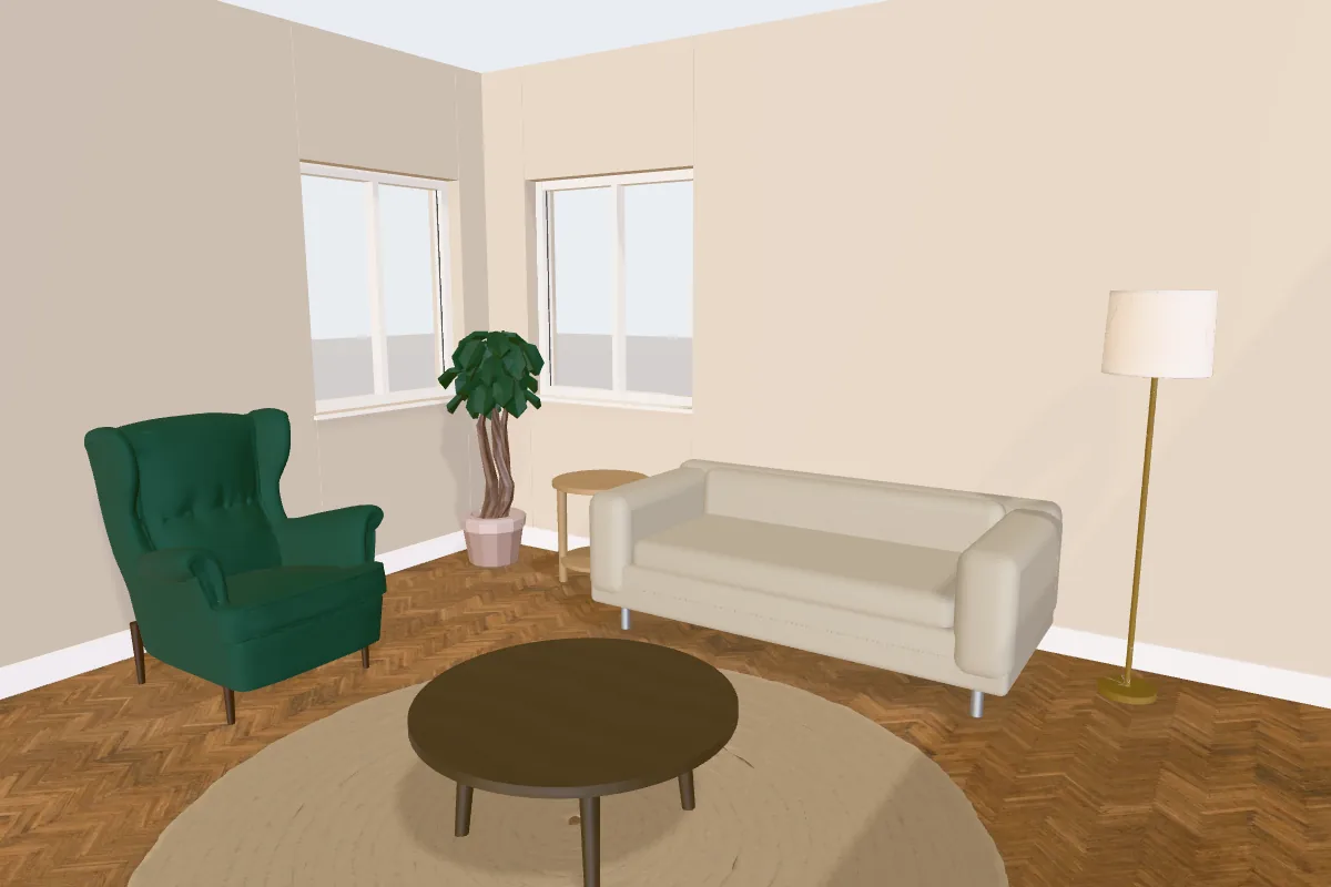 Living room with walls painted Sherwin-Williams Accessible Beige