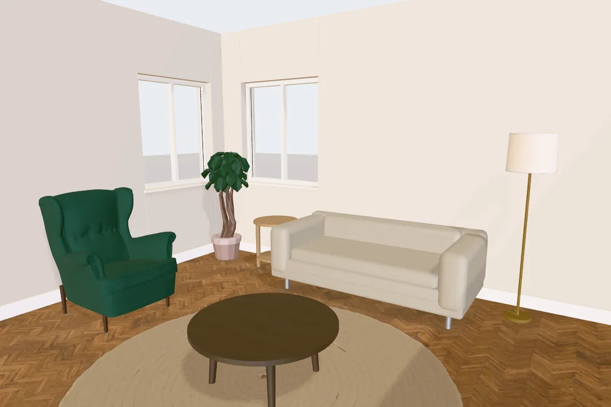Living room with walls painted Sherwin-Williams City Loft