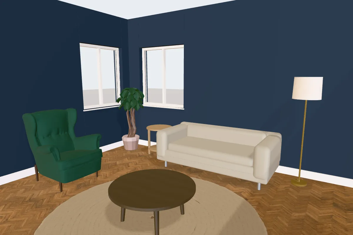 Living room with walls painted Sherwin-Williams Naval