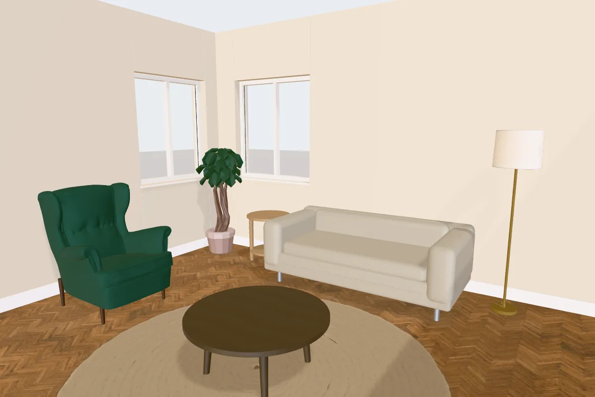 Living room with walls painted Sherwin-Williams Neutral Ground