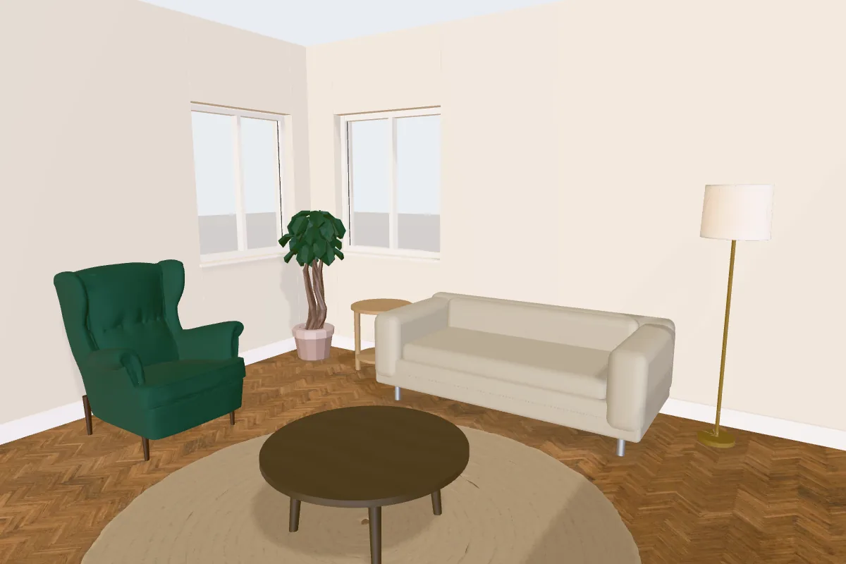 Living room with walls painted Sherwin-Williams Pearly White