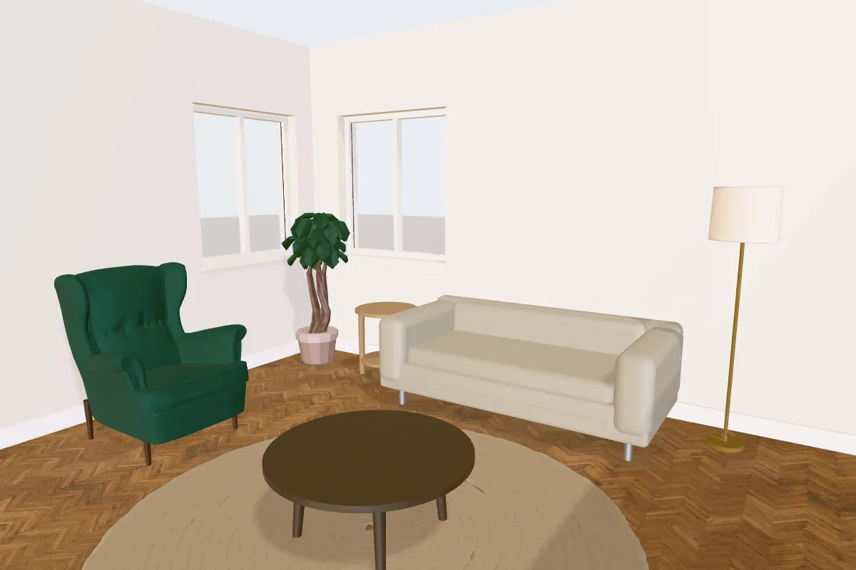 Living room with walls painted Sherwin-Williams Pure White