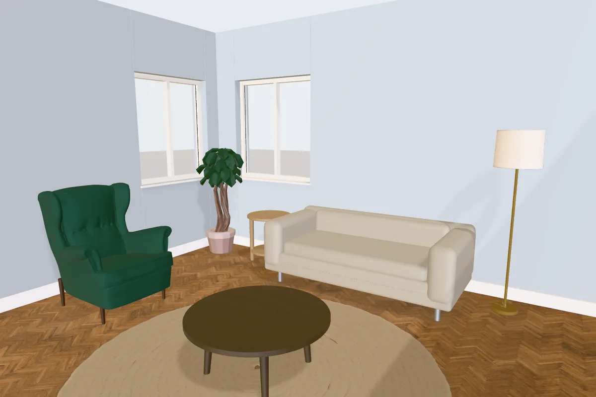 Living room with walls painted Sherwin-Williams Upward