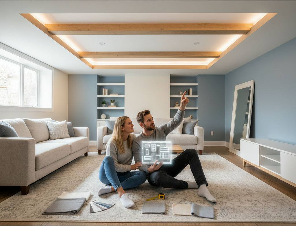 Illustration for: How do you make a low basement ceiling feel higher?