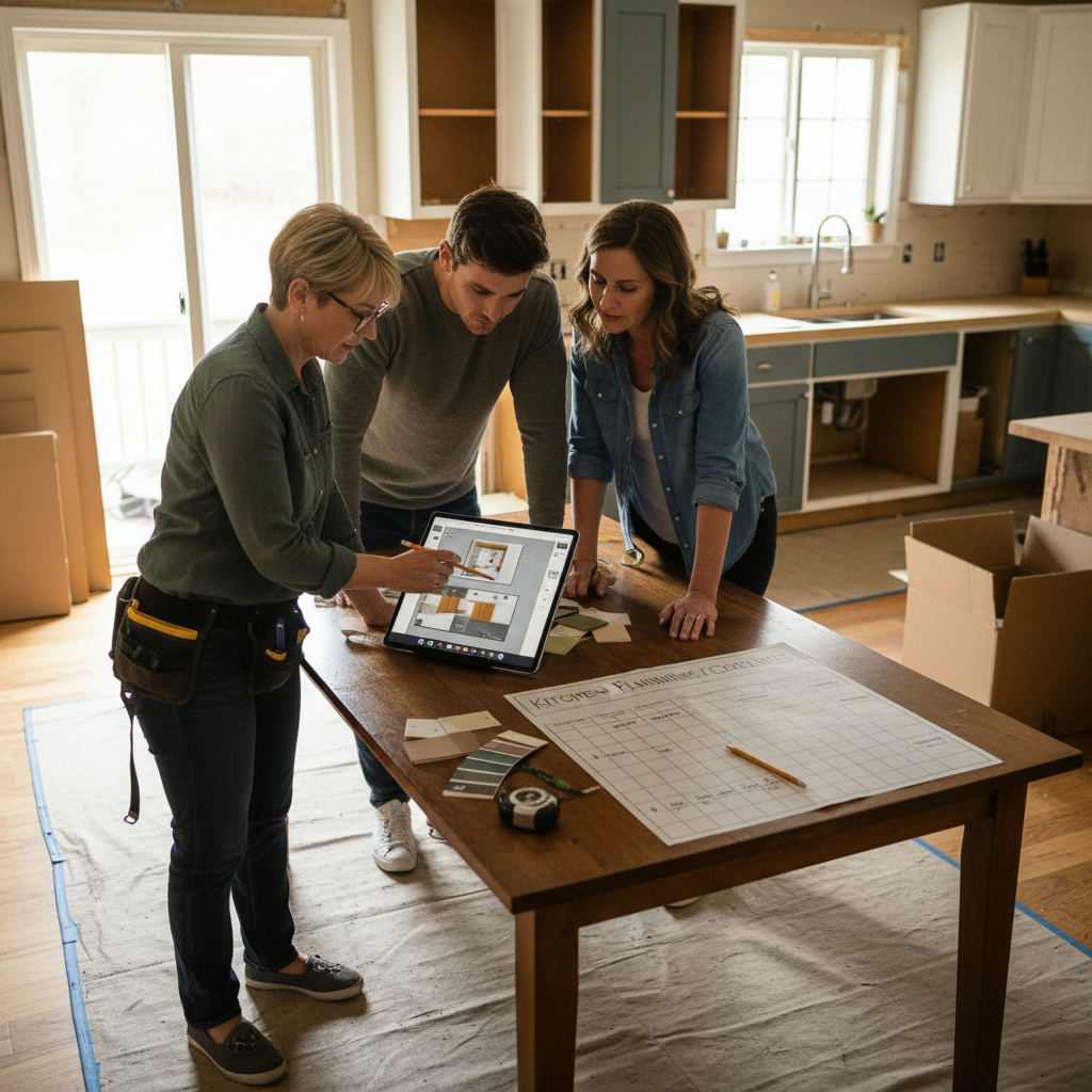 Editorial hero image illustrating: Kitchen Cabinet Layout Planner With Measurements Free