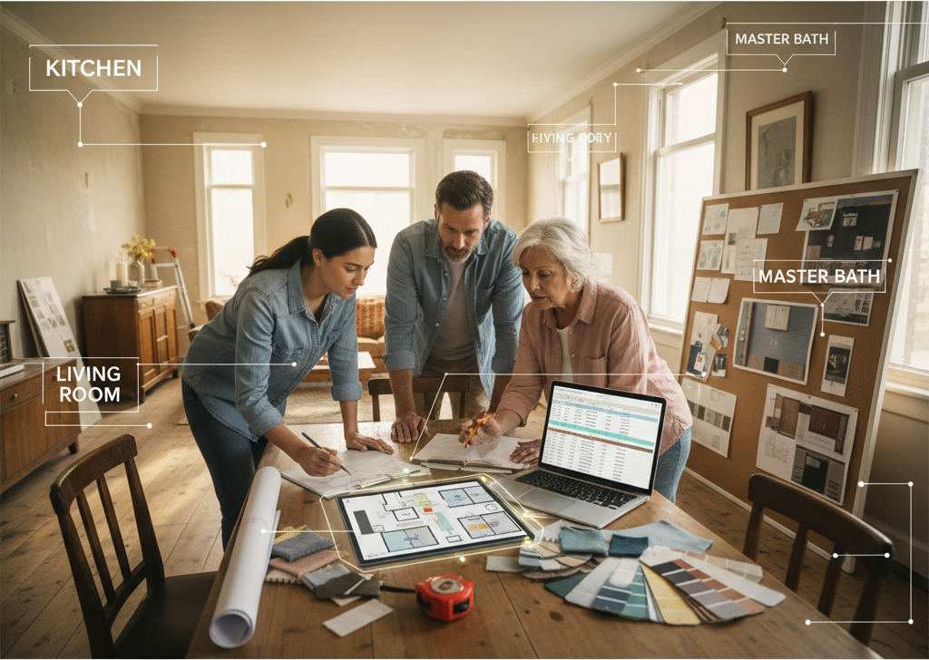 Editorial hero image illustrating: Multi-Room Renovation Planning: The Complete Homeowner Guide