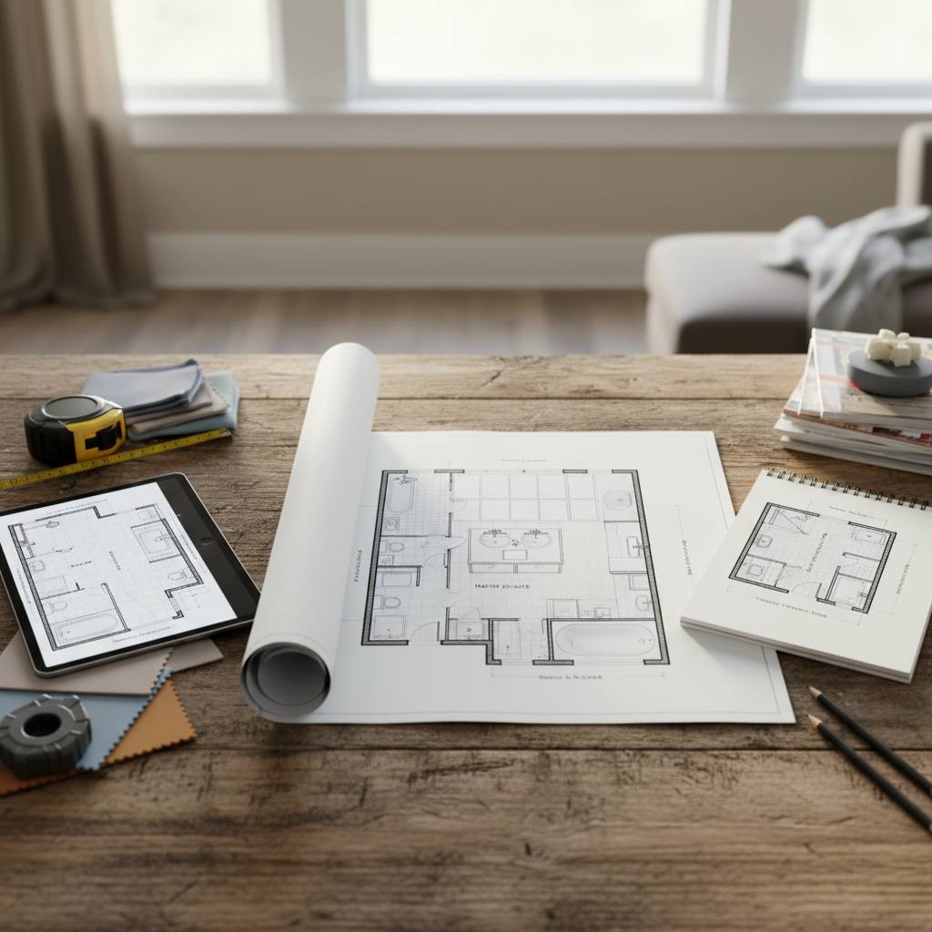 Illustration for: Common bathroom floor plan layouts